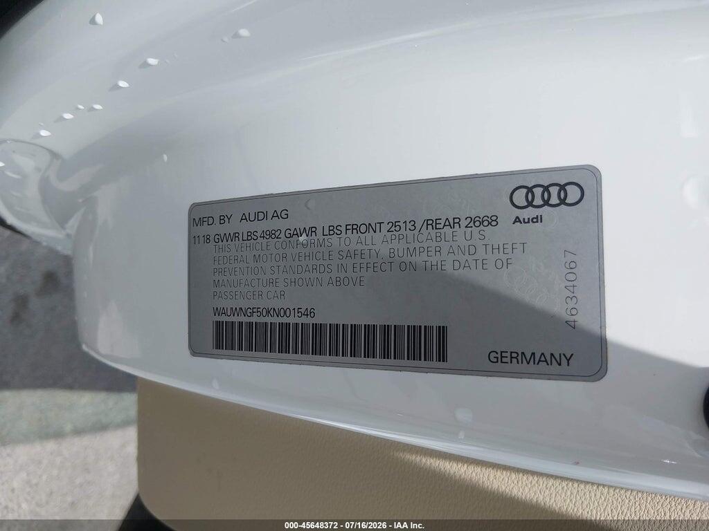 WAUWNGF50KN001546 2019 AUDI A5 photo no. 9