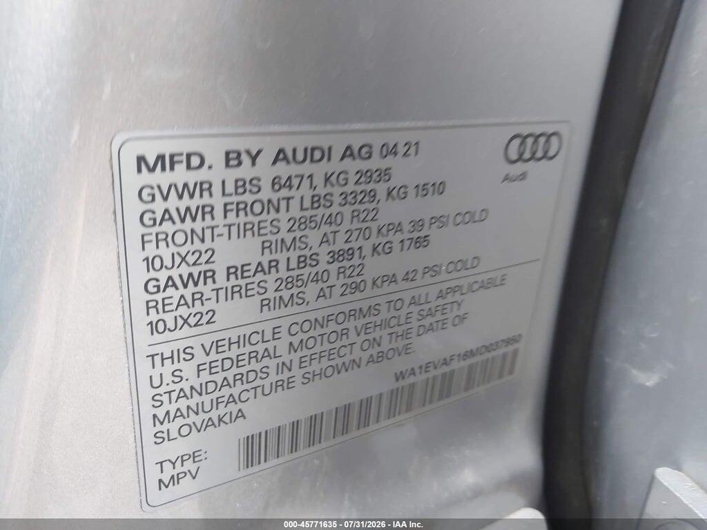 WA1EVAF16MD037950 2021 AUDI Q8 photo no. 9