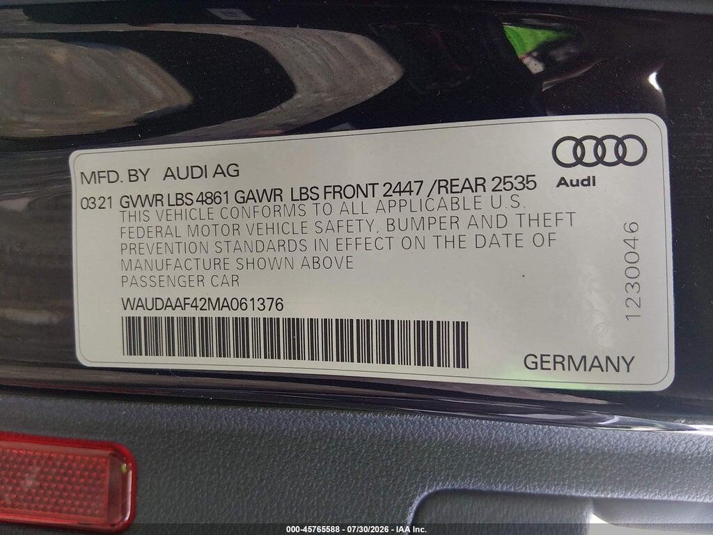 WAUDAAF42MA061376 2021 AUDI A4 photo no. 9