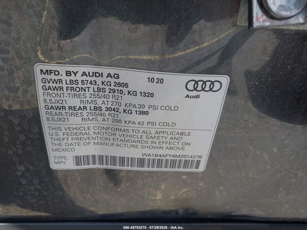 WA1B4AFY4M2014276 2021 AUDI SQ5 photo no. 9