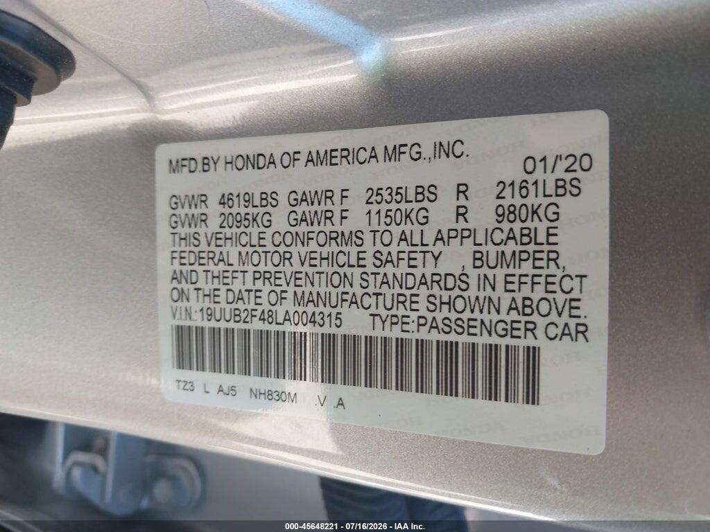 19UUB2F48LA004315 2020 ACURA TLX photo no. 9