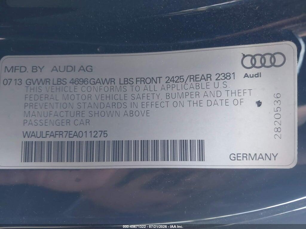WAULFAFR7EA011275 2014 AUDI A5 photo no. 9