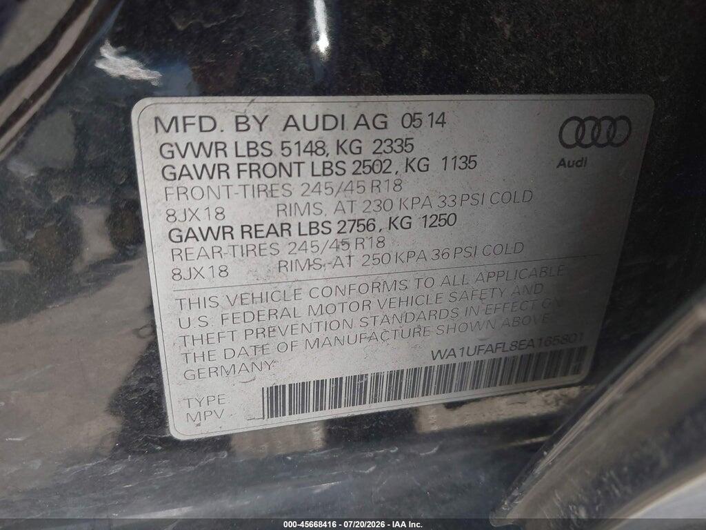 WA1UFAFL8EA165801 2014 AUDI ALLROAD photo no. 8