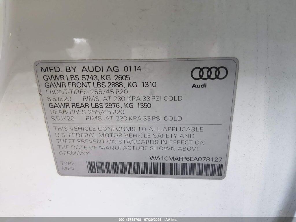 WA1CMAFP6EA078127 2014 AUDI Q5 photo no. 9
