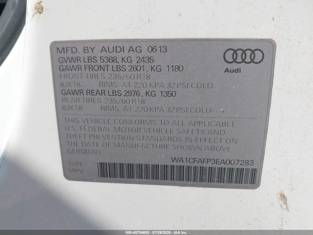 WA1CFAFP3EA007283 2014 AUDI Q5 photo no. 9