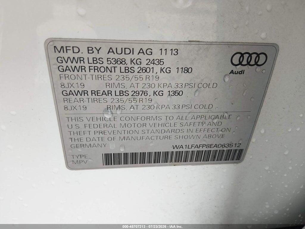 WA1LFAFP8EA063512 2014 AUDI Q5 photo no. 9