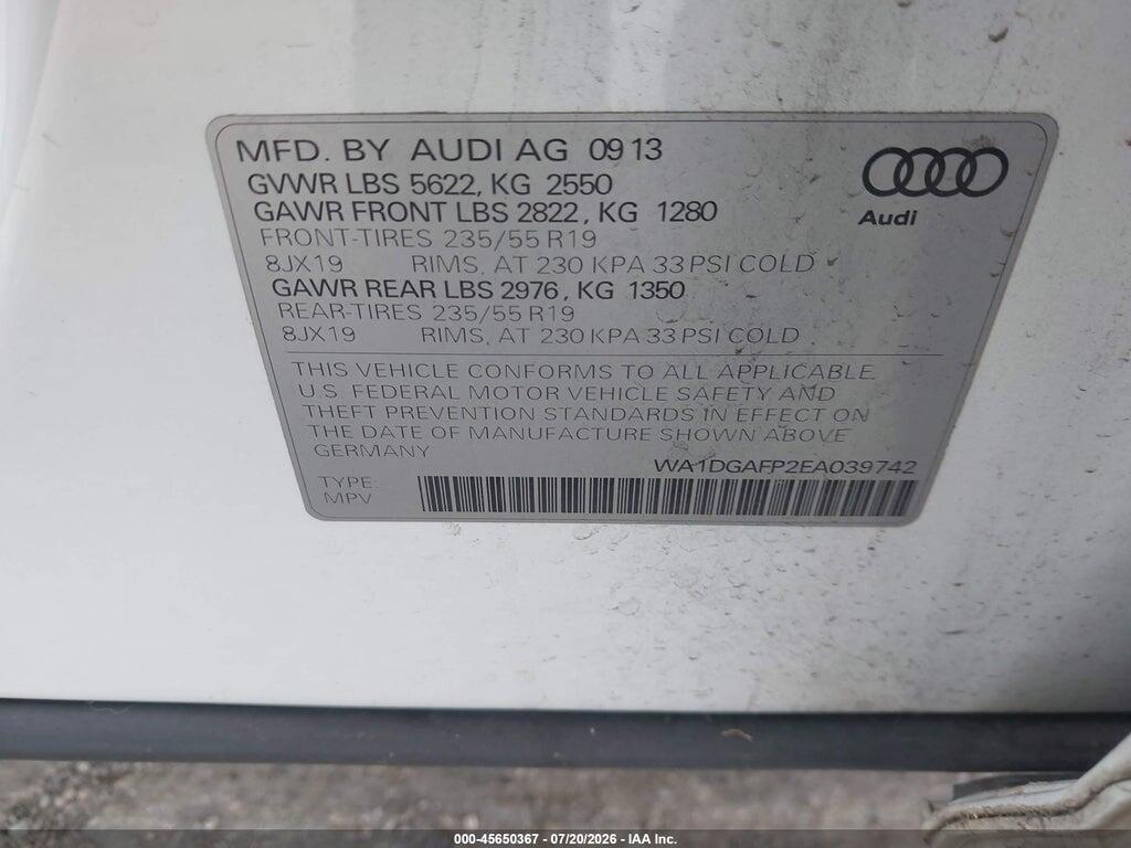 WA1DGAFP2EA039742 2014 AUDI Q5 photo no. 9