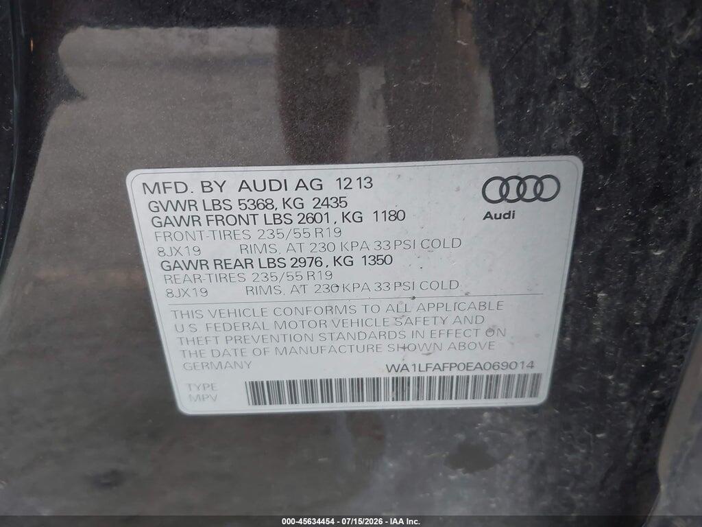 WA1LFAFP0EA069014 2014 AUDI Q5 photo no. 9