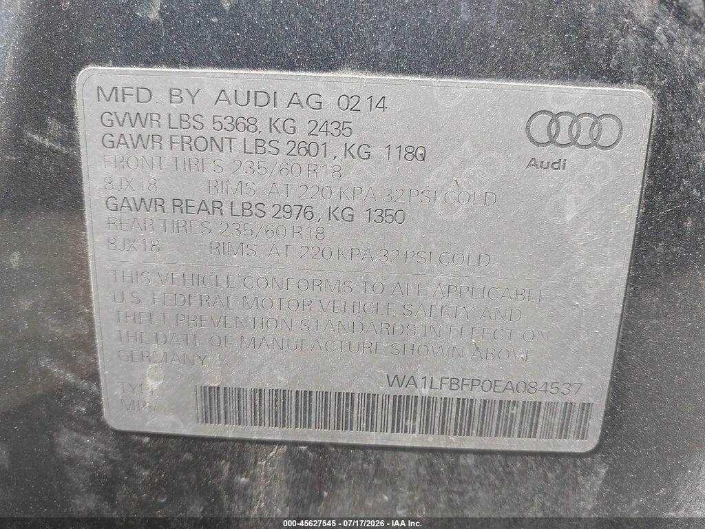 WA1LFBFP0EA084537 2014 AUDI Q5 photo no. 9