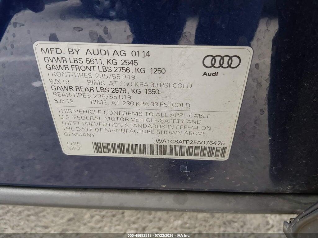 WA1C8AFP2EA076475 2014 AUDI Q5 HYBRID photo no. 9