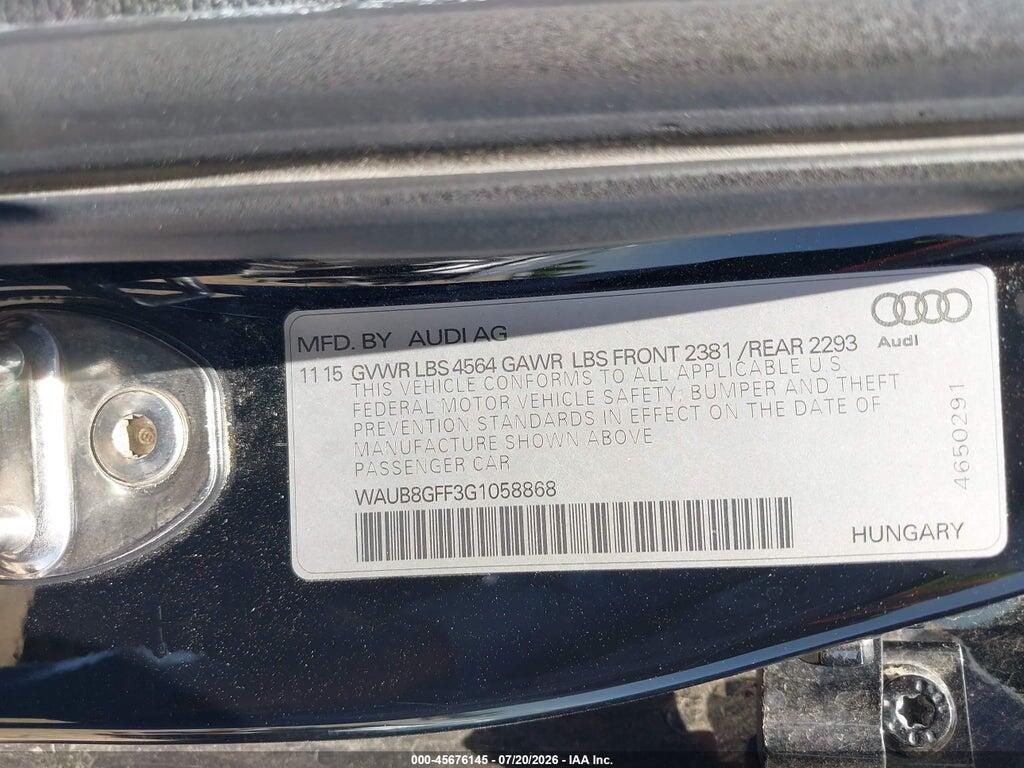 WAUB8GFF3G1058868 2016 AUDI A3 photo no. 9