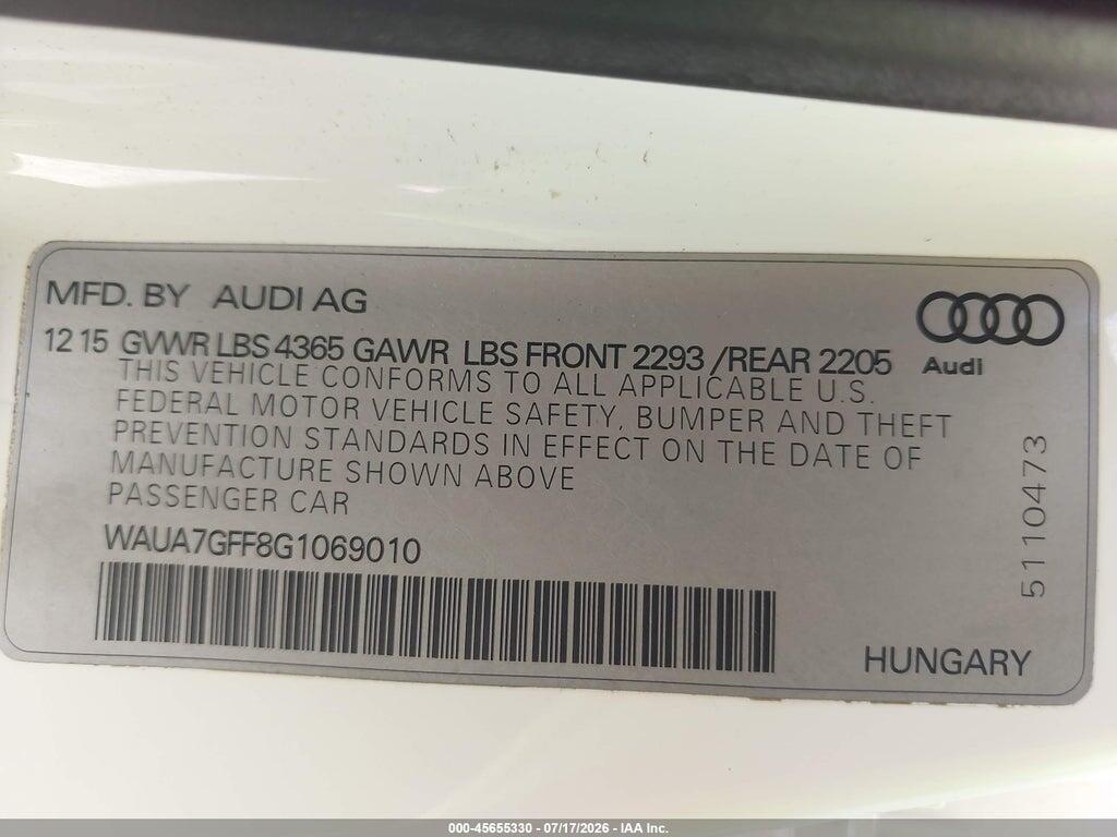 WAUA7GFF8G1069010 2016 AUDI A3 photo no. 9