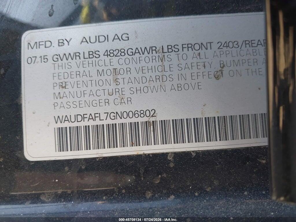 WAUDFAFL7GN006802 2016 AUDI A4 photo no. 9