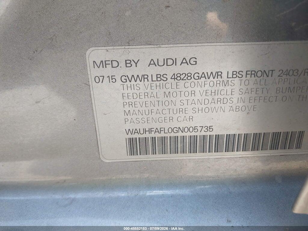 WAUHFAFL0GN005735 2016 AUDI A4 photo no. 9