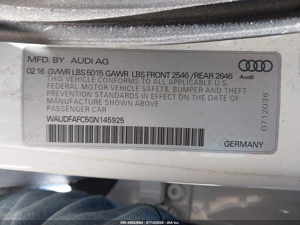WAUDFAFC5GN145925 2016 AUDI A6 photo no. 9