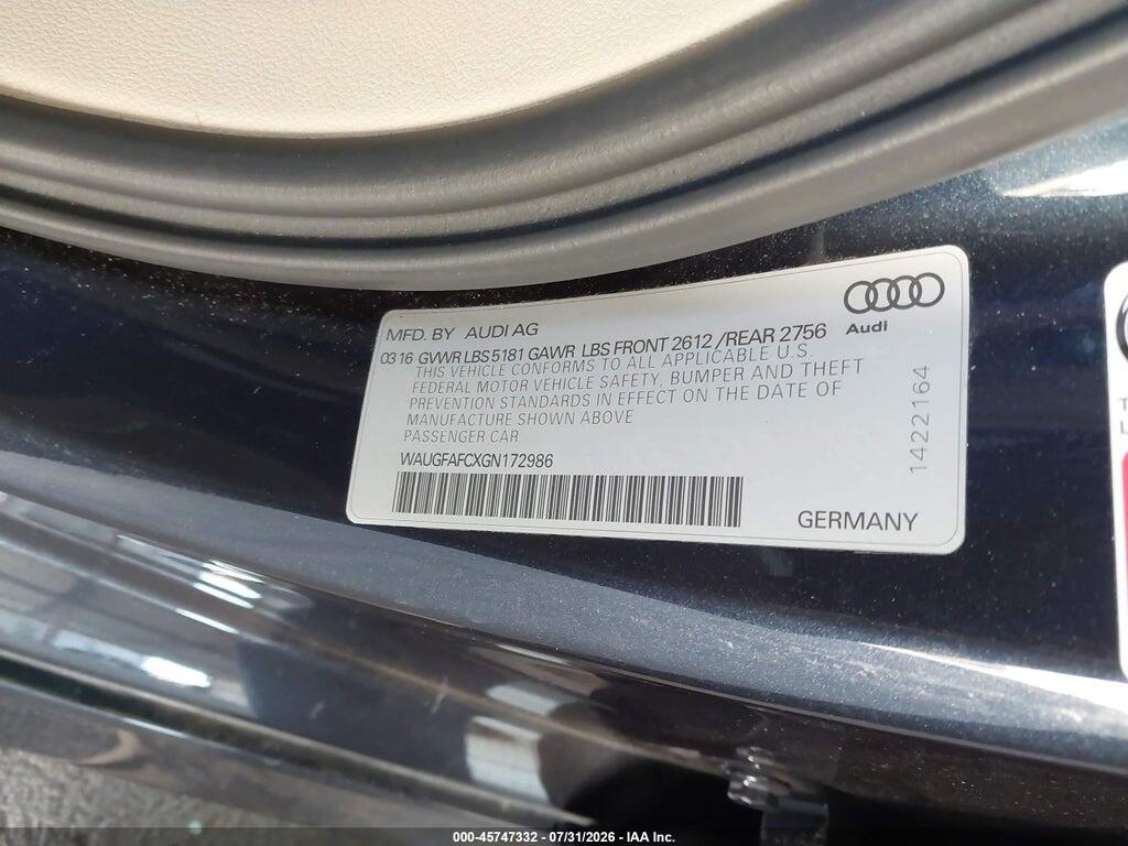 WAUGFAFCXGN172986 2016 AUDI A6 photo no. 9