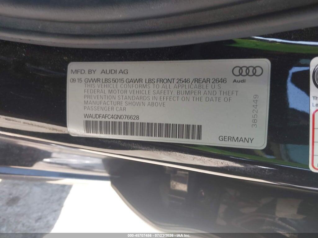WAUDFAFC4GN076628 2016 AUDI A6 photo no. 9