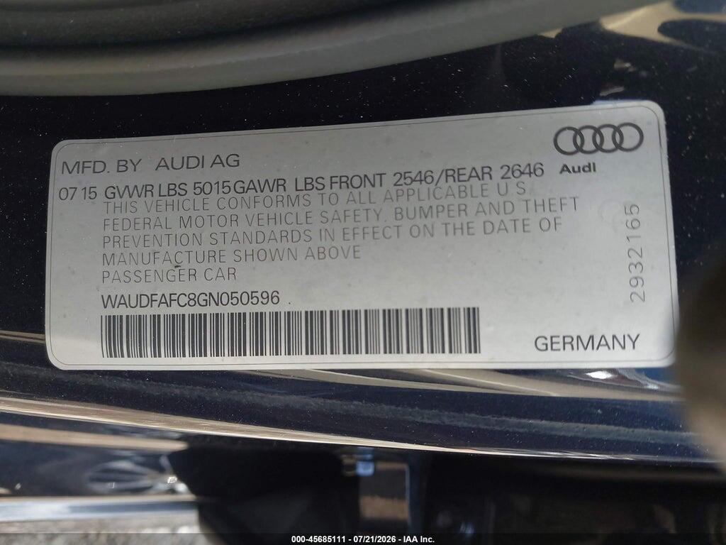WAUDFAFC8GN050596 2016 AUDI A6 photo no. 9