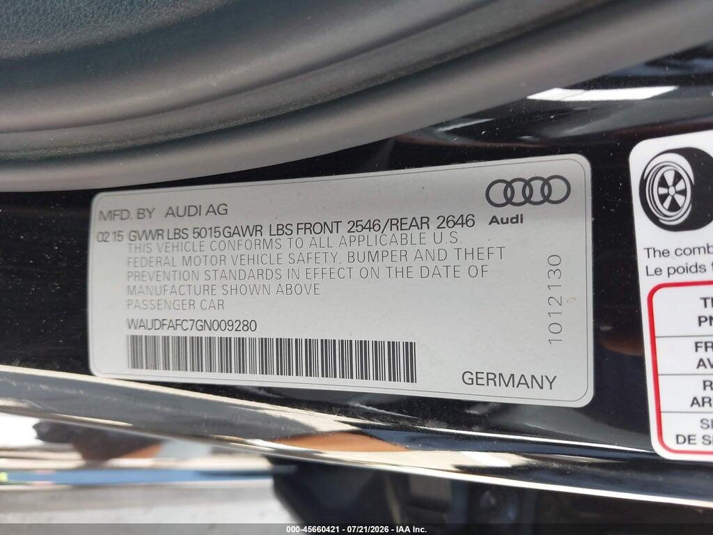 WAUDFAFC7GN009280 2016 AUDI A6 photo no. 9