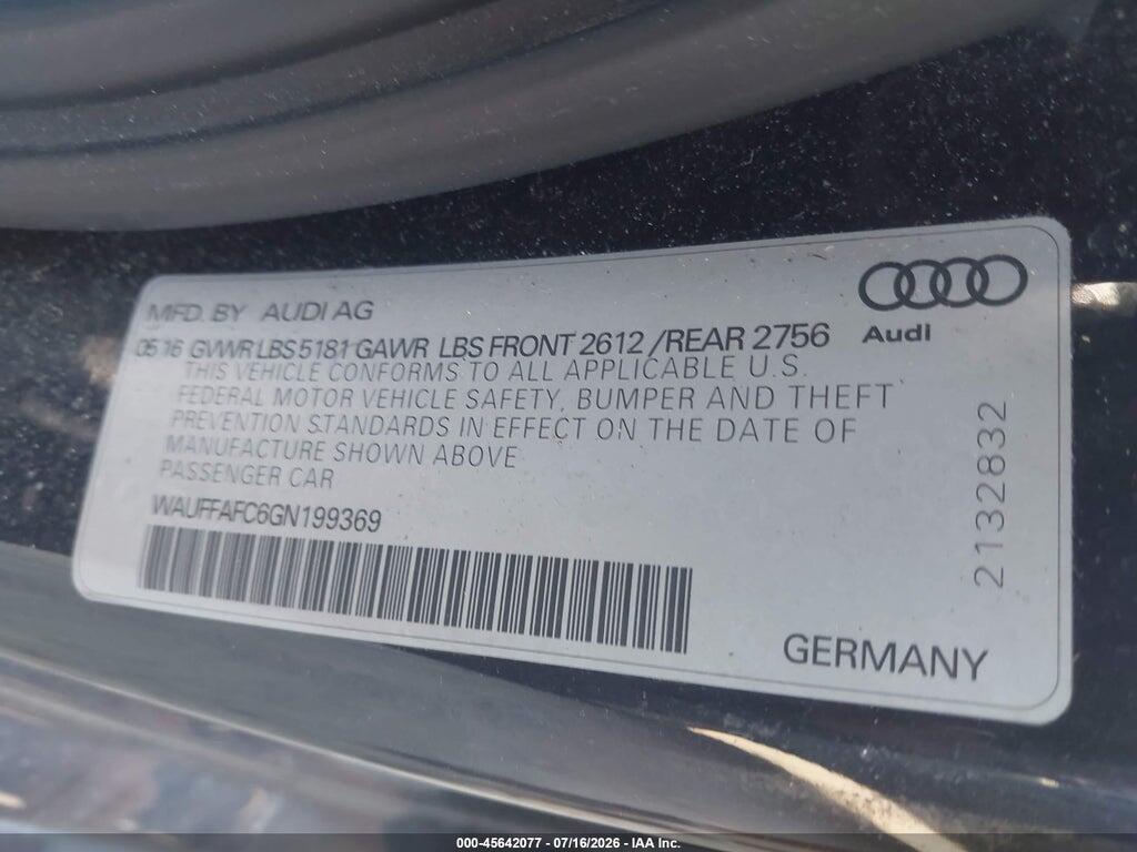 WAUFFAFC6GN199369 2016 AUDI A6 photo no. 9