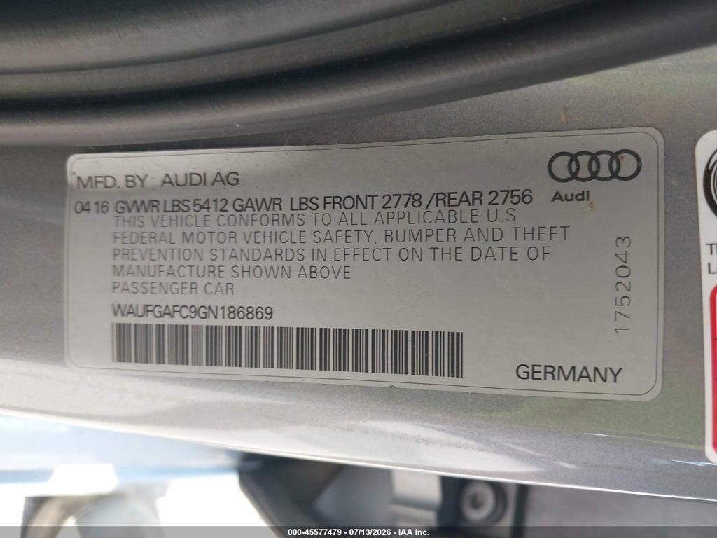 WAUFGAFC9GN186869 2016 AUDI A6 photo no. 9