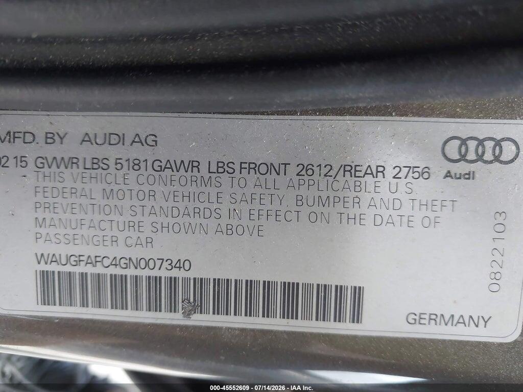 WAUGFAFC4GN007340 2016 AUDI A6 photo no. 9