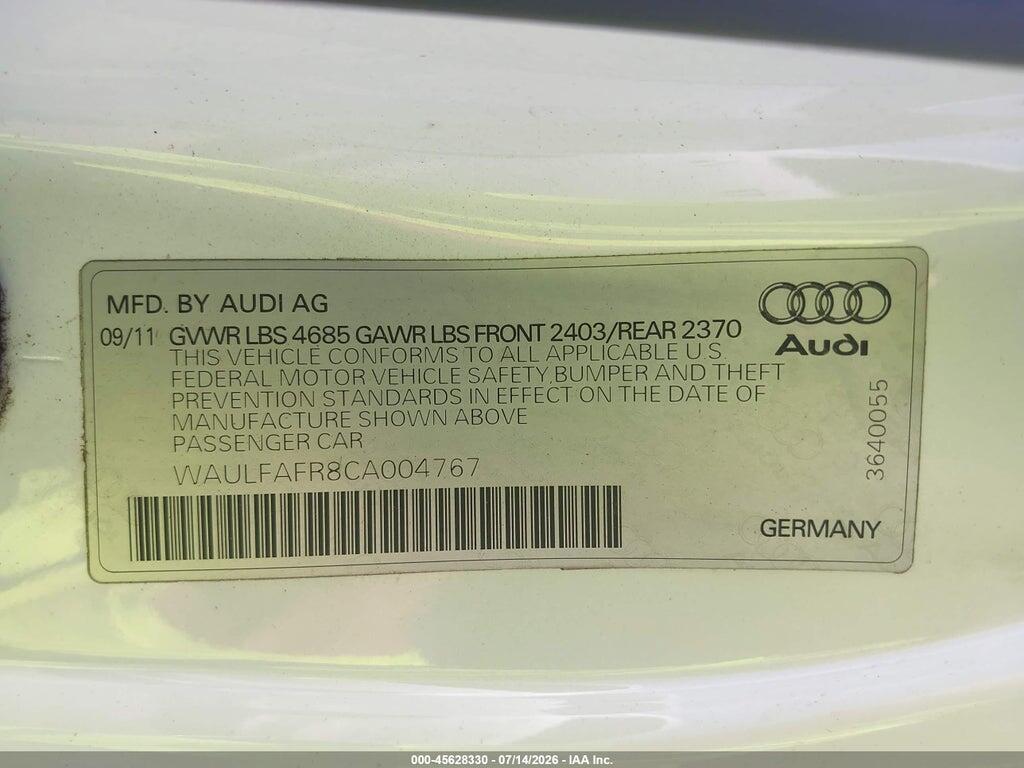 WAULFAFR8CA004767 2012 AUDI A5 photo no. 9