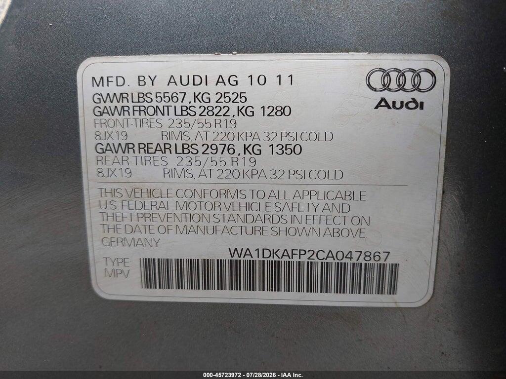 WA1DKAFP2CA047867 2012 AUDI Q5 photo no. 9
