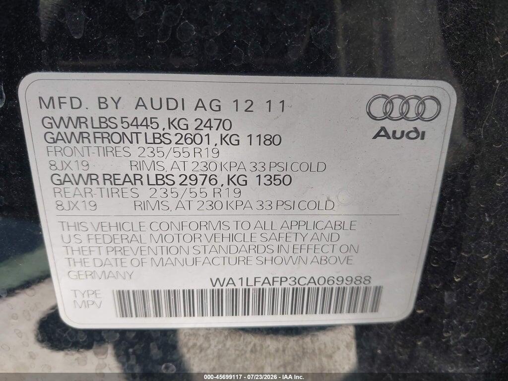 WA1LFAFP3CA069988 2012 AUDI Q5 photo no. 9