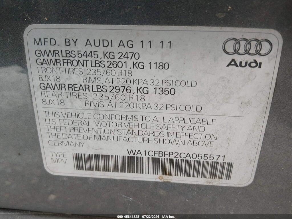 WA1CFBFP2CA055571 2012 AUDI Q5 photo no. 9