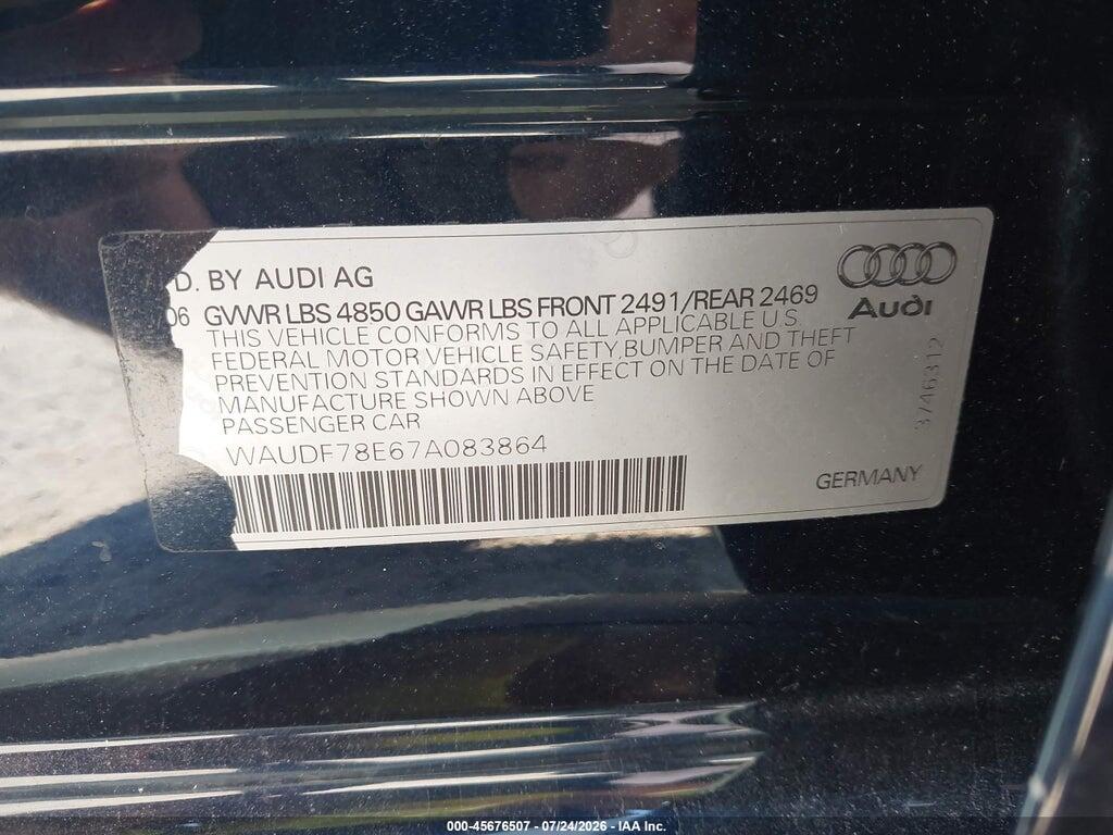 WAUDF78E67A083864 2007 AUDI A4 photo no. 9
