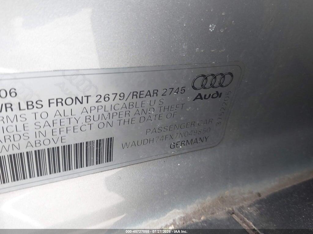 WAUDH74FX7N049850 2007 AUDI A6 photo no. 9
