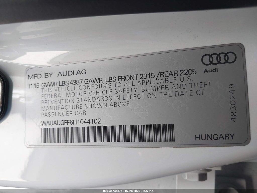 WAUAUGFF6H1044102 2017 AUDI A3 photo no. 9