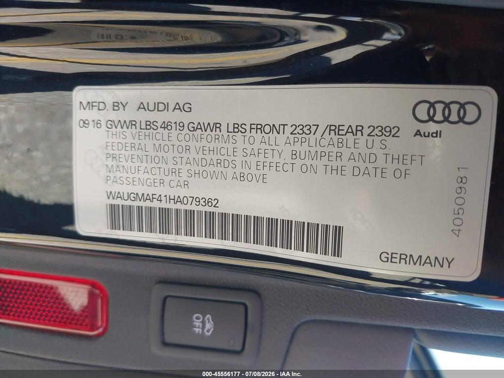 WAUGMAF41HA079362 2017 AUDI A4 photo no. 9