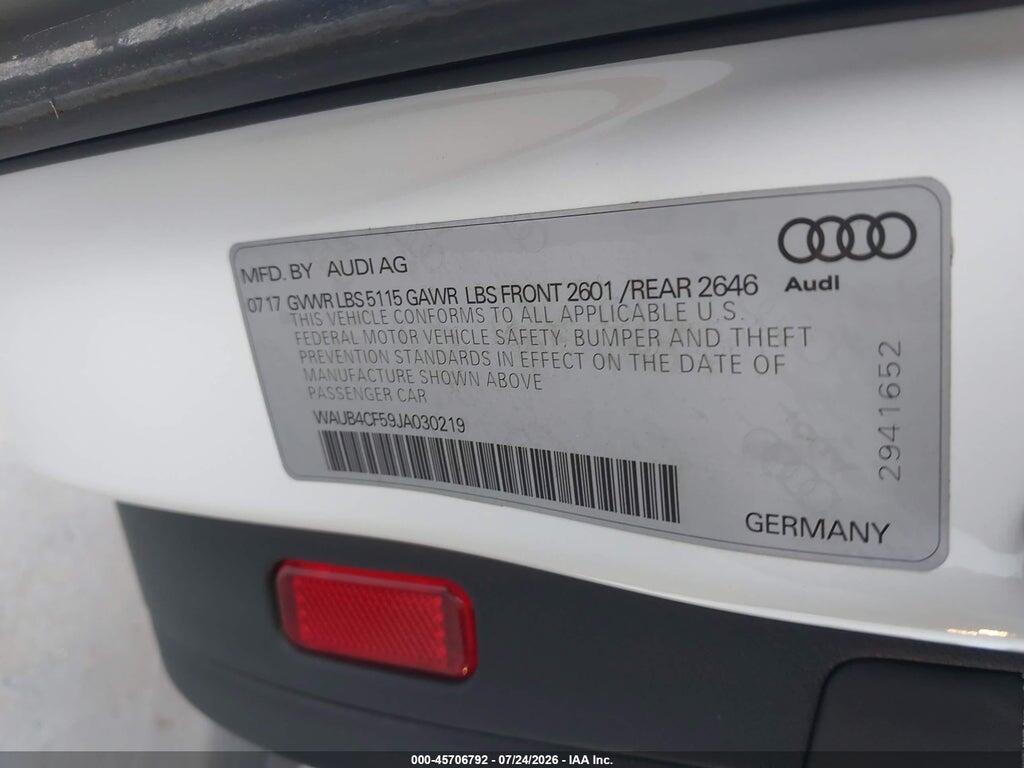 WAUB4CF59JA030219 2018 AUDI S5 photo no. 9