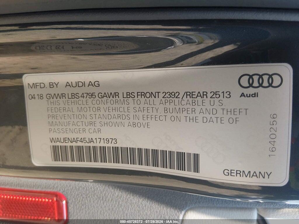 WAUENAF45JA171973 2018 AUDI A4 photo no. 9