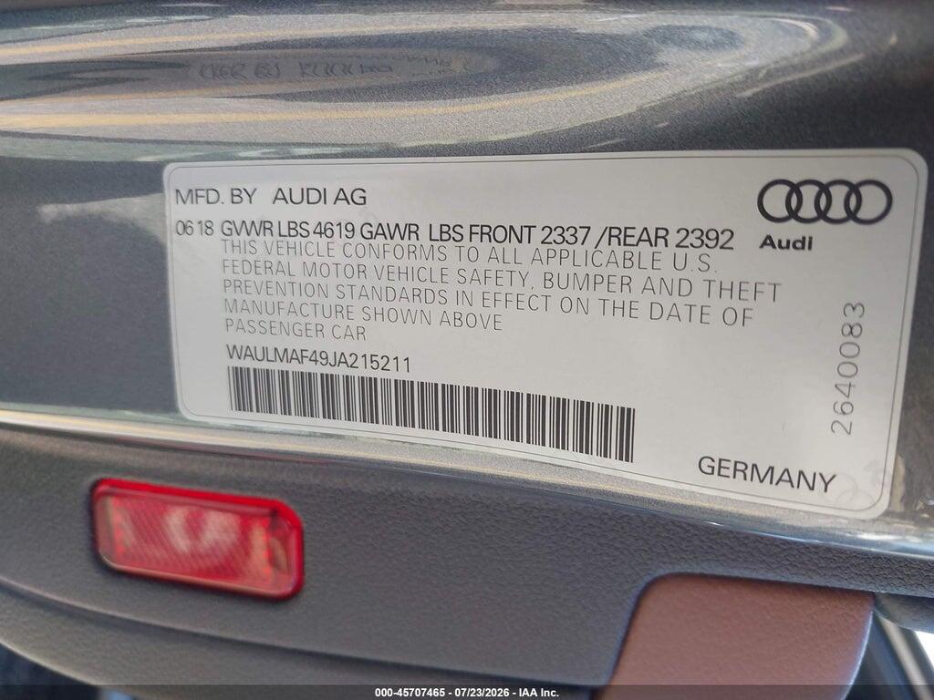 WAULMAF49JA215211 2018 AUDI A4 photo no. 9