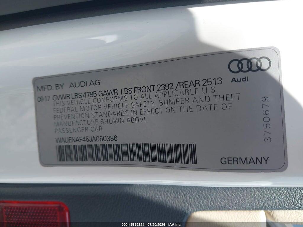 WAUENAF45JA060386 2018 AUDI A4 photo no. 9