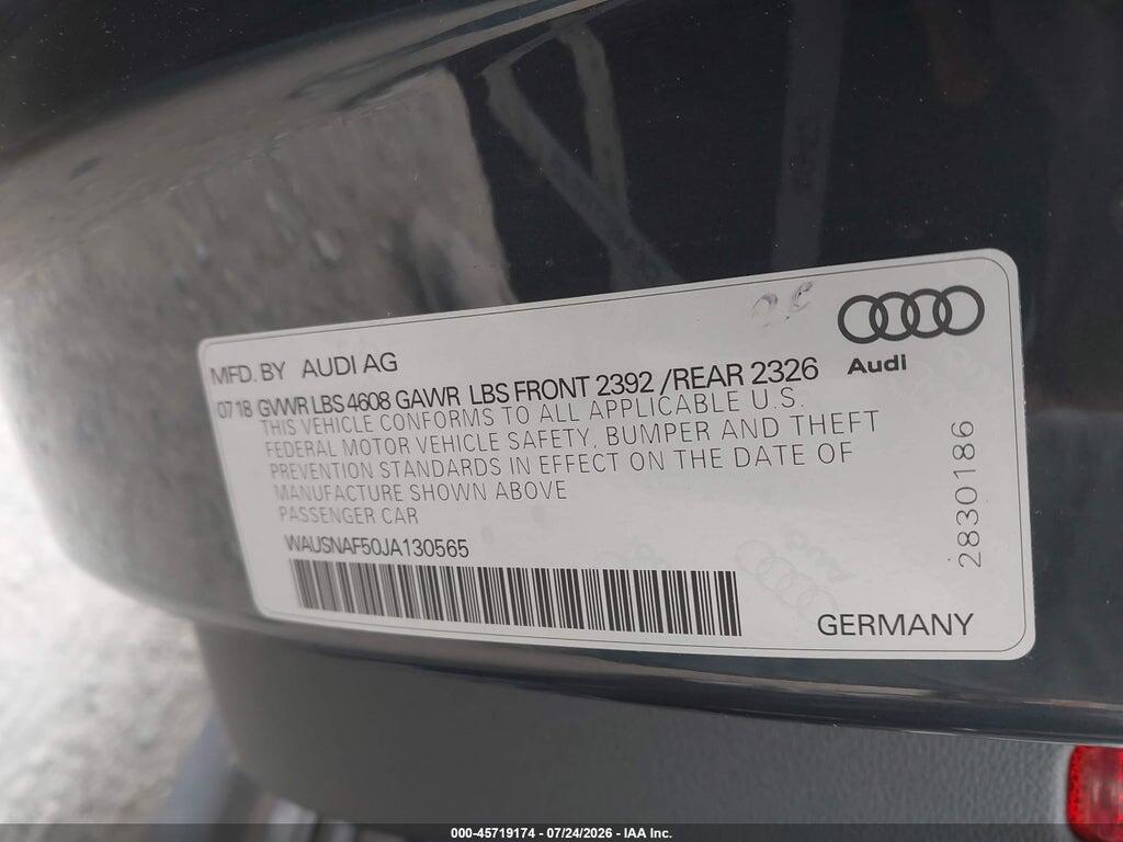 WAUSNAF50JA130565 2018 AUDI A5 photo no. 9
