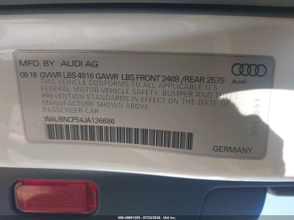 WAUBNCF54JA136686 2018 AUDI A5 photo no. 9