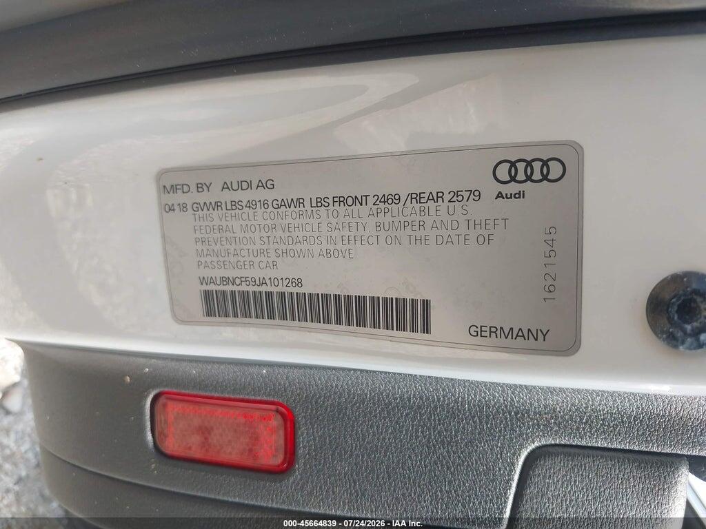 WAUBNCF59JA101268 2018 AUDI A5 photo no. 9