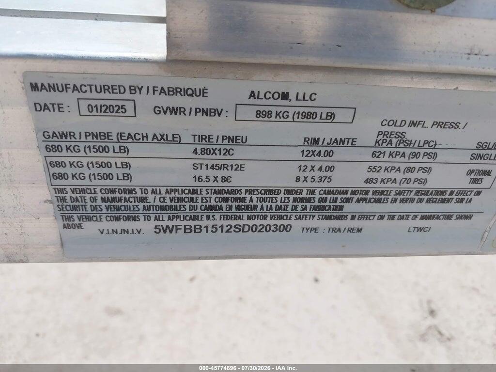 5WFBB1512SD020300 2025 ALCOM TRAILER photo no. 9