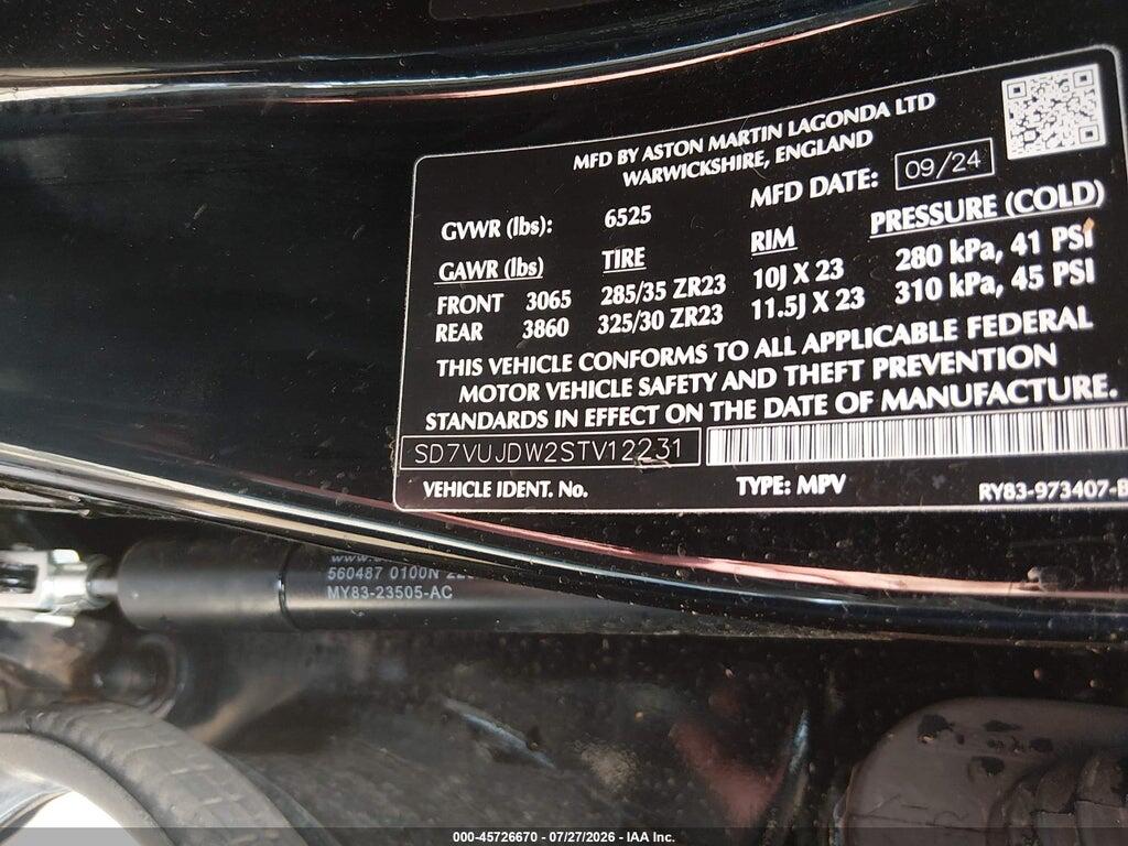 SD7VUJDW2STV12231 2025 ASTON MARTIN DBX photo no. 9