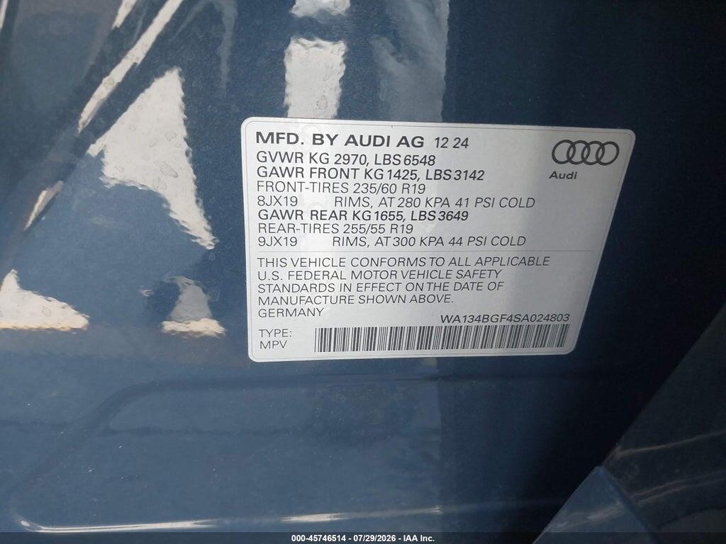 WA134BGF4SA024803 2025 AUDI Q6 E-TRON photo no. 9