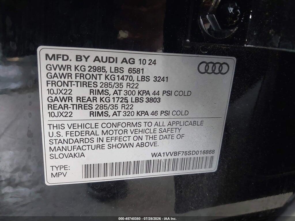 WA1VVBF75SD016868 2025 AUDI Q7 photo no. 9