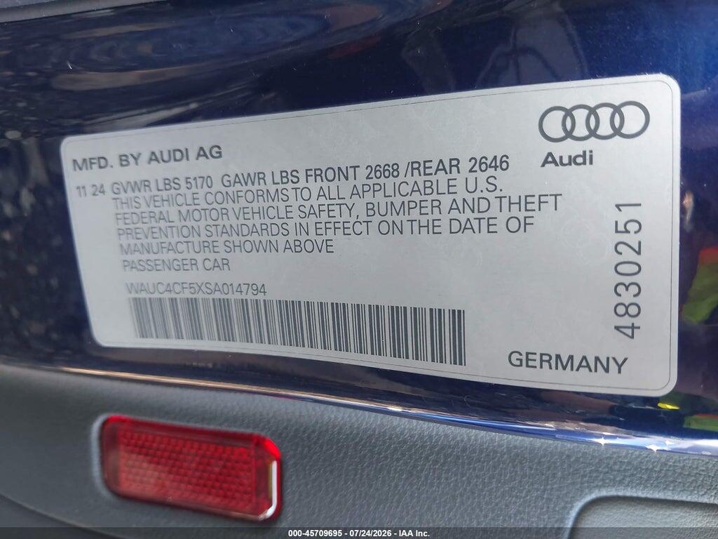 WAUC4CF5XSA014794 2025 AUDI S5 SPORTBACK photo no. 9