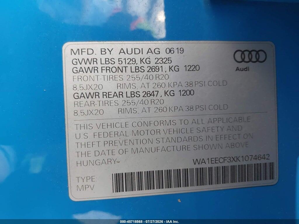 WA1EECF3XK1074642 2019 AUDI Q3 photo no. 9