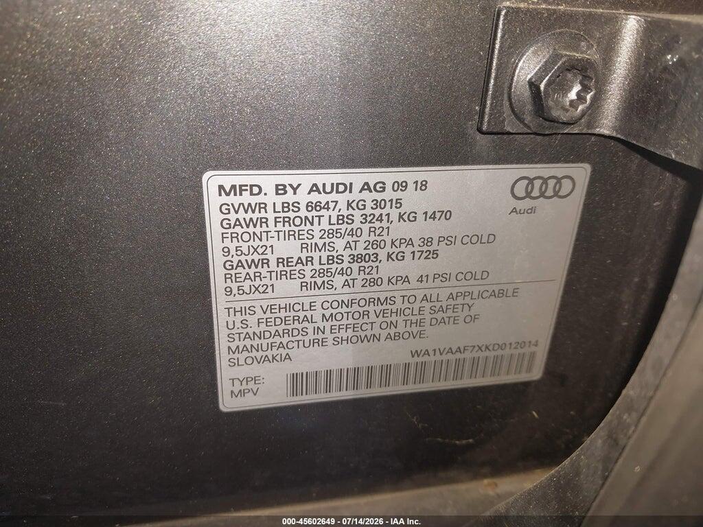 WA1VAAF7XKD012014 2019 AUDI Q7 photo no. 9