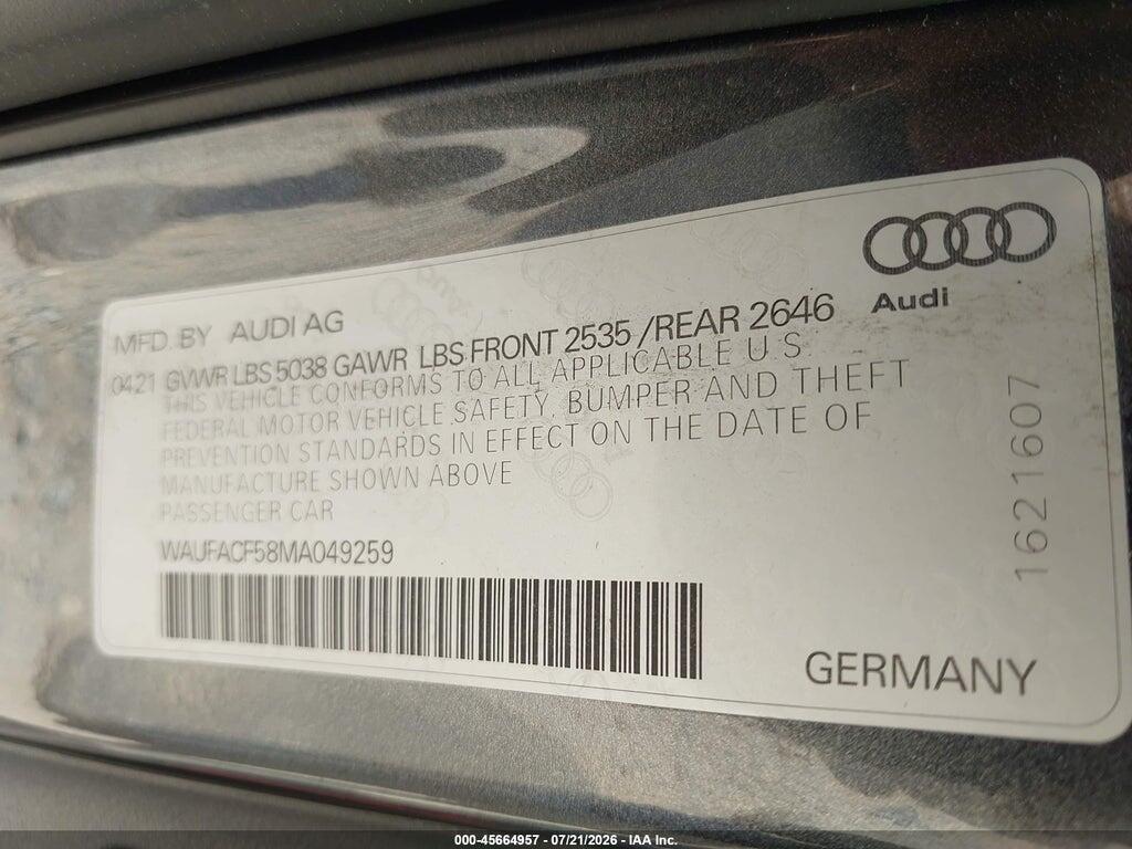 WAUFACF58MA049259 2021 AUDI A5 SPORTBACK photo no. 9