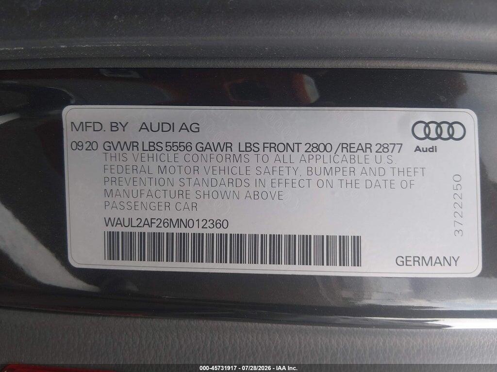 WAUL2AF26MN012360 2021 AUDI A6 photo no. 9